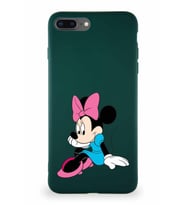 Apple iPhone 7 Plus Soft Premier Kapak Minnie Mouse-E Tasarımlı Silikon Kılıf - Yeşil (Şeffaf)