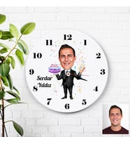 Karikatürlü Doğum Gününe Özel Kişiye Özel Duvar Saati