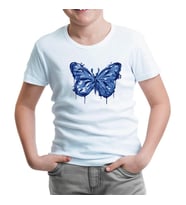 Beautiful Blue Butterfly Beyaz Çocuk Tshirt