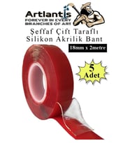 Çift Taraflı Bant Silikonlu Süper Güçlü Çivisiz Montaj Bandı 5 Adet 18mm x 2 metre Extra Yüksek Mukavemetli (Renksiz)