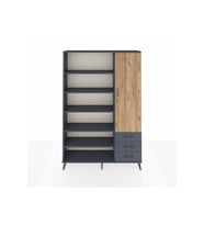 Arges Dolap 9 Raflı 3 Çekmeceli Tek Kapaklı  132x30x195 Antrasit-Çam/Antrasit