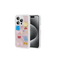 Apple iPhone 15 Pro Max Uyumlu Kılıf Kabartma Figürlü Parlak Zore Minimini Silikon Kapak (Pembe)