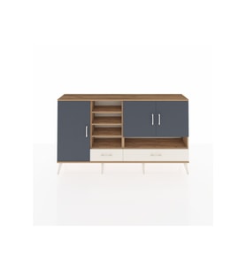 Arges Konsol 8 Raflı 2 Çekmeceli 3 Kapaklı 176x30x99 Çam-Antrasit/Aytaşı