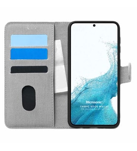 Microsonic Samsung Galaxy S22 Plus Kılıf Fabric Book Wallet Gri