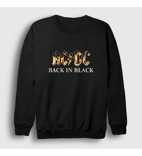 Presmono Unisex Siyah Back In Black Fire AC/DC Sweatshirt 5763tt