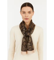 Siyah Zeminli Gold Paisley Desenli Şal