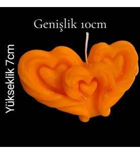 dekoratif 3 lü kalp modeli kokulu mum (Turuncu)