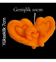 dekoratif 3 lü kalp modeli kokulu mum (Turuncu)