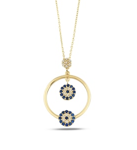 Debora Jewelry 14 Ayar Altın Nazar Boncuklu Çift Göz Kolye