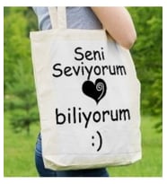 Bez Çanta - Seni Seviyorum Baskılı (Bej)