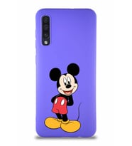 Samsung Galaxy A30S Soft Premier Kapak Mickey Mouse-B Tasarımlı Silikon Kılıf - Mor (Şeffaf)
