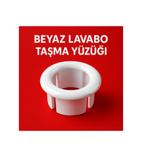 ŞIK VE UYUMLU TASARIMIYLA BEYAZ LAVABO TAŞMA YÜZÜĞÜ – STANDART MODEL