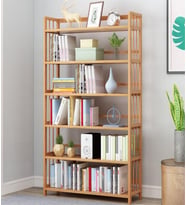 Valkyrie 6 Katlı Bambu Raf Kitaplık 78x23x149,5 cm Çok Amaçlı Düzenleyici Dekoratif Organizer