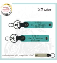 Yol Arkadaşlarına Özel İsim Plaka, 0 Rh (-) Kan Grubu Yazılı Kişiye Özel x2 Anahtarlık, K Turkuaz-SK (Çok Renkli)