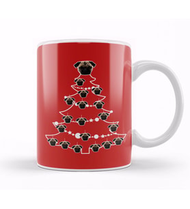 Pug Dog Christmas Tree Baubles Kupa Bardak Porselen