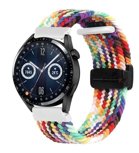 Huawei Watch GT3 Elite-Active 46mm-GT3 Pro-GT3 Se Uyumlu 22mm FiberLink Manyetik Tokalı Örgü Kordon (Rainbow)