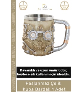 #ÇelikKupa Paslanmaz Tasarım Şık Dekoratif Hediyelik Kaliteli 225 ml Çelik Kupa Bardak 11*14 Cm
