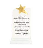 Kristal cam Plaket Beyaz Oval Dikdörtgen Yıldızlı
