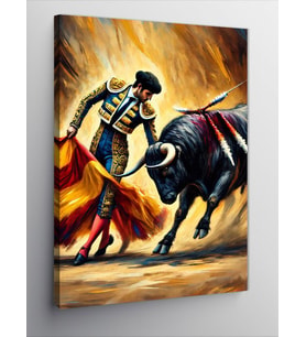 Kanvas Tablo Matador ve Boğa Dövüşü