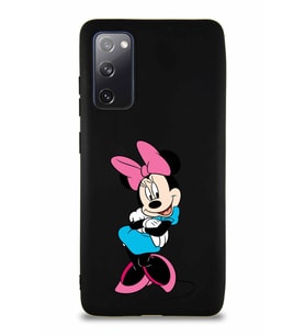 Samsung Galaxy S20 FE Soft Premier Kapak Minnie Mouse-D Tasarımlı Silikon Kılıf - Siyah (Şeffaf)