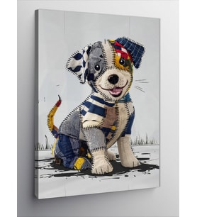 Kanvas Tablo Patchwork köpek