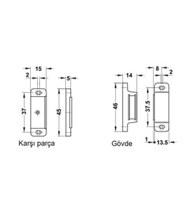 Hafele Mıknatıs 4kg 13,5x14x46mm, Nikel Renk