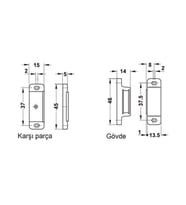 Hafele Mıknatıs 4kg 13,5x14x46mm, Nikel Renk