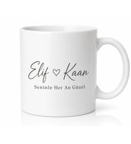 İsme Özel Yan Yana Yazılı Kupa Bardak Kişiye Özel Hediye Baskılı