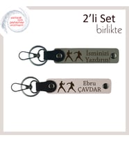 Ringde İz Bırakmak İsteyenlere, Combat Desenli, Kişiye Özel Anahtarlık, Kül Gri-Pudra