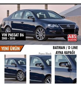 Volkswagen Passat Uyumlu B6 (2005-2010) Batman Yarasa Ayna Kapağı (Parlak Siyah)
