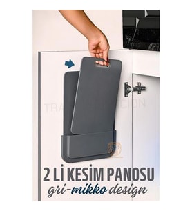 ModaCar 2 li Kesim Panosu Stantlı Yapışkanlı Kesim Tahtası GRİ Mikko Design