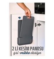 ModaCar 2 li Kesim Panosu Stantlı Yapışkanlı Kesim Tahtası GRİ Mikko Design