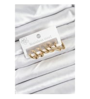 Mey İthalat® 316L Çelik Gold Renk Kadın Küpe Seti