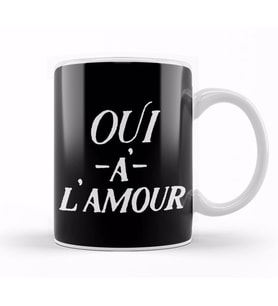 Yes To Love French Slogan Oui A Lamour Kupa Bardak Porselen