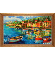 Çerçeveli Paspartulu Manzara Tablo bm1416 (Gold)