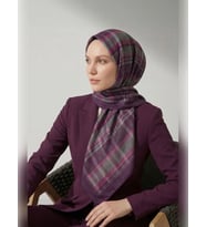 SİLK HOME VELORA EŞARP EKOSE DESEN (Mor)