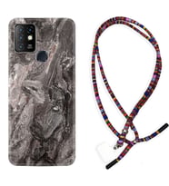 INFINIX Hot 8 9 10 11S Hot 10 Play 10T Kılıf Boyun Asklı Rasta Silikon Gri Mermer 1376