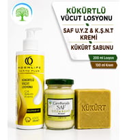 Moonlife Kükürtlü Vücut Losyonu 200 ml & ÇareBurada U.Y.Z & K.Ş.N.T Kremi 100 ml & Kükürt Sabunu 3'l