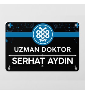 Doktorlara Özel Siyah Kapı Tabela Büro Ofis Mini Giriş Tabelası