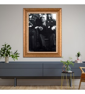 Altın Varaklı Paspartulu Çerçeveli Tablo hb1204