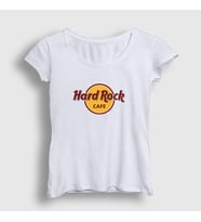 Presmono Kadın Beyaz Logo Hard Rock Cafe T-Shirt 371840tt (Beyaz)
