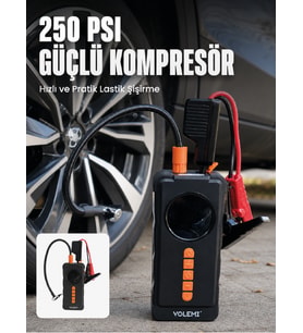 Dijital Araç Kompresörü 4 Fonksiyonlu Akü Takviye Lastik Şişirme Powerbank ve LED El Feneri