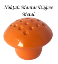 Turuncu Noktalı Mantar Düğme Kulp Çocuk Bebek Mobilya Çekmece Dolap Kapak Kulbu Metal Kulp Aksesuarları Vidalı