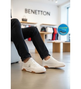 United Colors Of Benetton Beyaz Bağcıklı Cilt Memory Foam Erkek Spor Ayakkabı BNI-11219 M