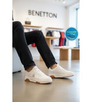 United Colors Of Benetton Beyaz Bağcıklı Cilt Memory Foam Erkek Spor Ayakkabı BNI-11219 M