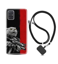 Samsung a71 A72 A73 A7 A9 2018 C7 C9 Kılıf Boyun Askılı Silikon Çılgın Kedi 1674