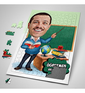 Kişiye Özel Öğretmen Karikatürlü Kişiye Özel Puzzle