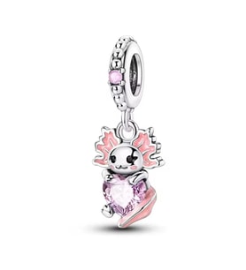 Aksolot ve Kalp Taşı Sallantılı Charm