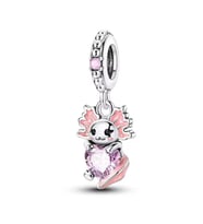 Aksolot ve Kalp Taşı Sallantılı Charm