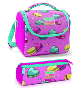 Coral High Kız Çocuk Pembe Makaron Beslenme Çantası Seti